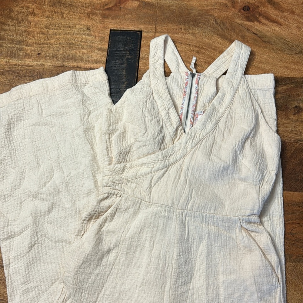 Anthropologie Demi textured jumpsuit pants romper cotton gauze wide leg - Picture 4 of 7